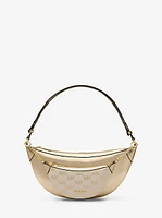 Hollis Medium 2-in-1 Metallic Leather and Logo Jacquard Shoulder Bag