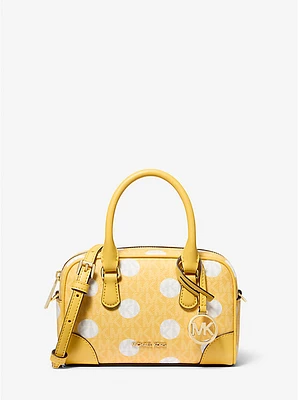 Bolso satchel Thompson extrapequeño con lunares y logotipo exclusivo