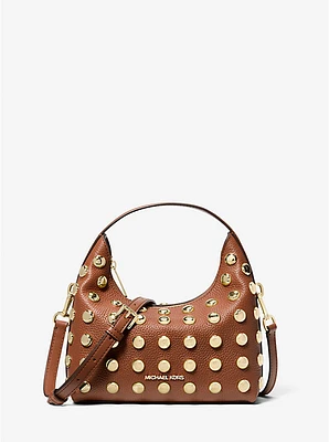 Ember Small Embellished Pebbled Leather Messenger Bag