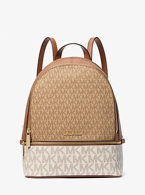 Rhea Medium Color-Block Signature Logo Backpack