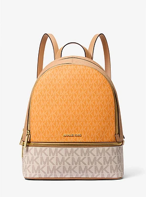 Mochila Rhea mediana de bloques color con logotipo la marca