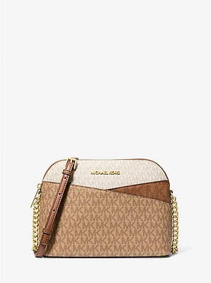 Jet Set Travel Color-Block Signature Logo Crossbody Bag