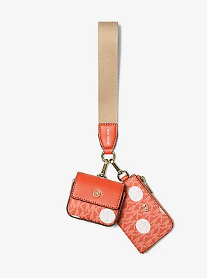 Jet Set Polka Dot Signature Logo Dual Pouch Wristlet