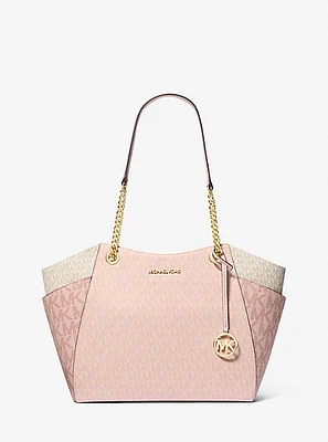 Jet Set Large Color-Block Signature Logo Tote Bag