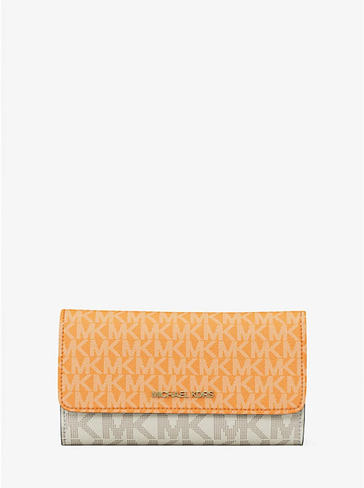 Billetera Jet Set grande de tres pliegues con logotipo exclusivo