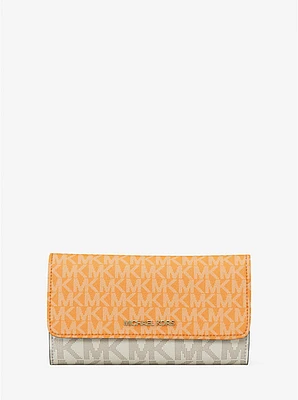 Billetera Jet Set grande de tres pliegues con logotipo exclusivo