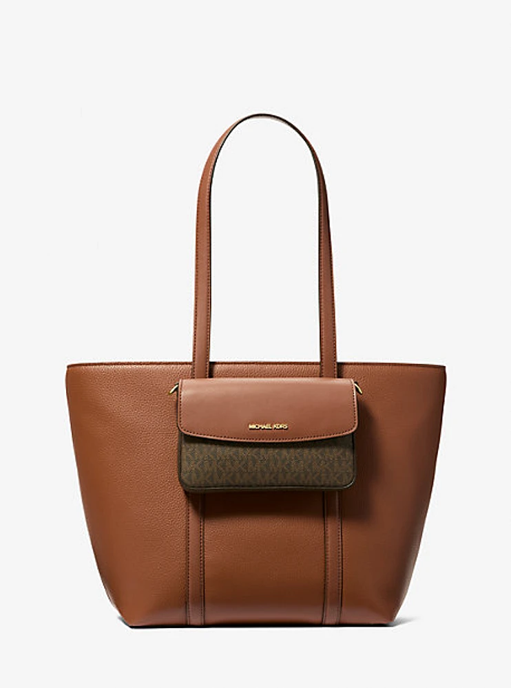 Jet Set 2-in-1 Pebbled Leather and Logo Tote Bag