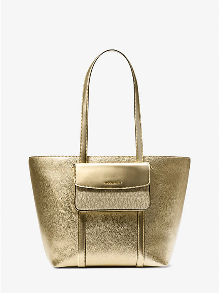 Jet Set Large 2-in-1 Metallic Leather Tote Bag