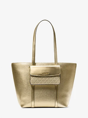 Jet Set Large 2-in-1 Metallic Leather Tote Bag