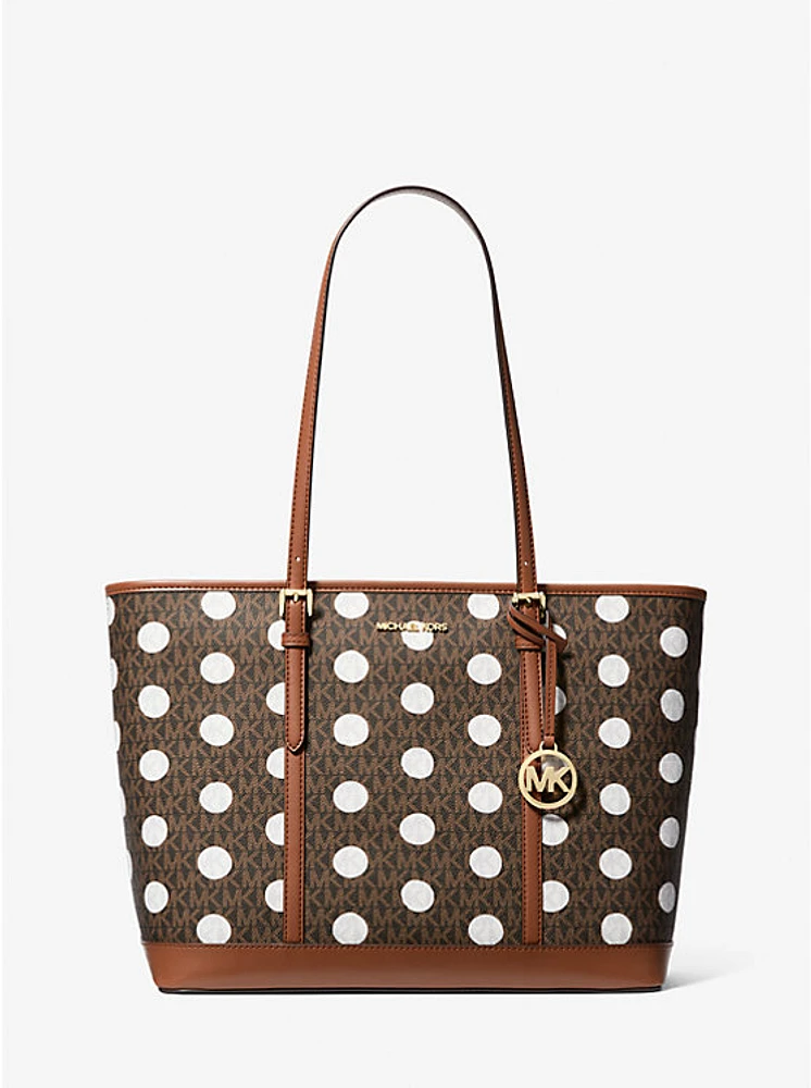 Jet Set Large Polka Dot Signature Logo Tote Bag