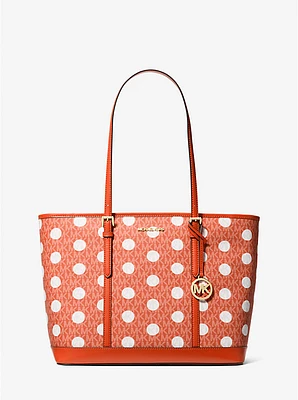 Jet Set Large Polka Dot Signature Logo Tote Bag