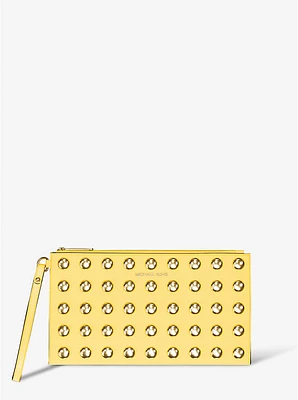 Bolso de pulsera Jet Set grande piel granulada con tachuelas