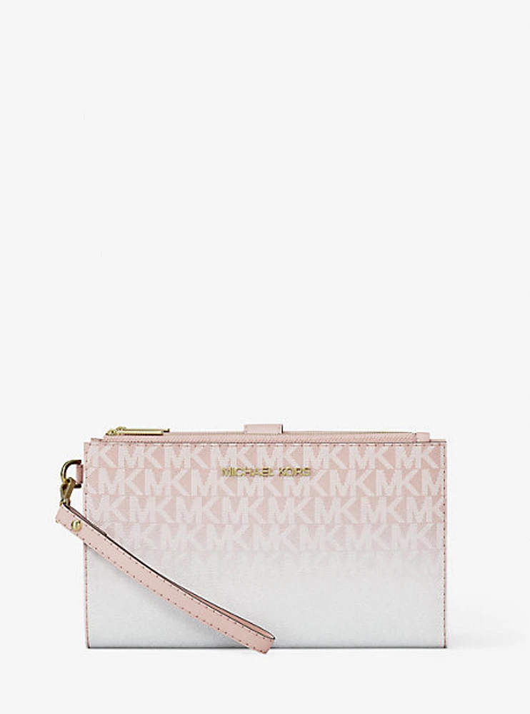 Jet Set Large Ombré Signature Logo Wristlet