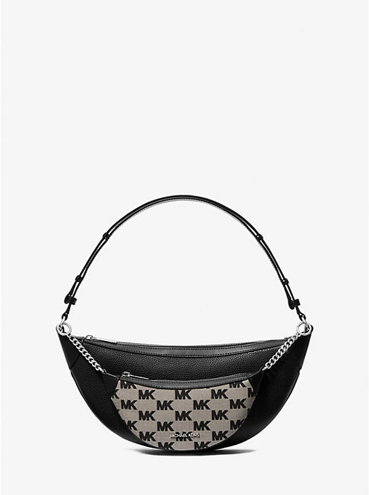 Hollis Medium 2-in-1 Pebbled Leather and Logo Jacquard Shoulder Bag