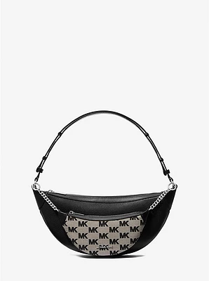 Hollis Medium 2-in-1 Pebbled Leather and Logo Jacquard Shoulder Bag