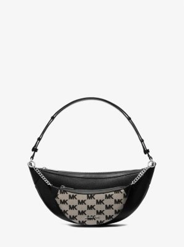 Hollis Medium 2-in-1 Pebbled Leather and Logo Jacquard Shoulder Bag