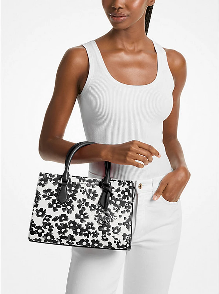 Sheila Medium Sequined Floral Print Satchel