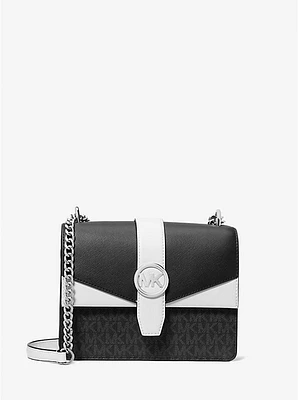 Greenwich Small Color-Block Signature Logo Crossbody Bag