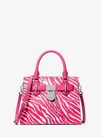 Bolso satchel Hamilton pequeño de pelo becerro con estampado cebra