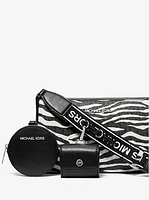 Jet Set Leather Medium Animal Print Logo Crossbody Bag with Case for Apple Airpods Pro®