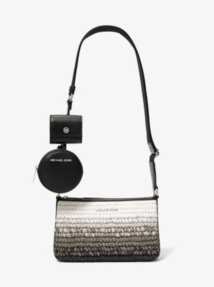 Jet Set Small Ombré Straw Crossbody Bag with Case for Apple Airpods Pro
