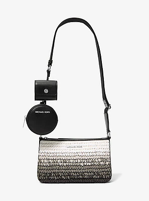 Jet Set Small Ombré Straw Crossbody Bag with Case for Apple Airpods Pro