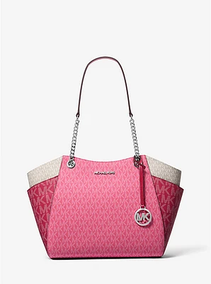 Jet Set Large Color-Block Signature Logo Shoulder Bag