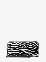 Jet Set Travel Zebra Print Calf Hair Continental Wallet