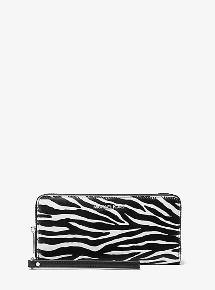 Jet Set Travel Zebra Print Calf Hair Continental Wallet