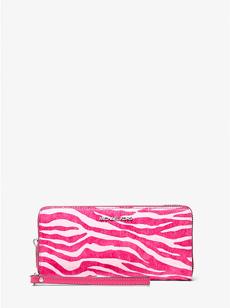 Jet Set Travel Zebra Print Calf Hair Continental Wallet