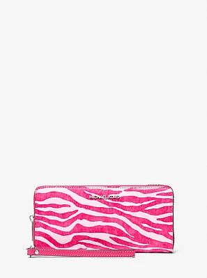 Jet Set Travel Zebra Print Calf Hair Continental Wallet