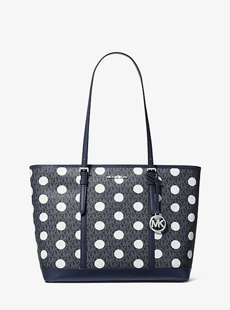 Jet Set Large Polka Dot Signature Logo Tote Bag