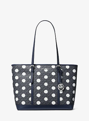 Jet Set Large Polka Dot Signature Logo Tote Bag