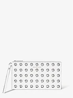 Jet Set Large Studded Pebbled Leather Wristlet