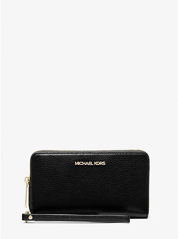Large Pebbled Leather Smartphone Wristlet