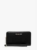 Large Pebbled Leather Smartphone Wristlet