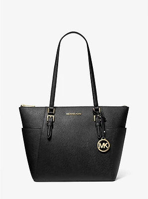 Charlotte Large Saffiano Leather Top-Zip Tote Bag