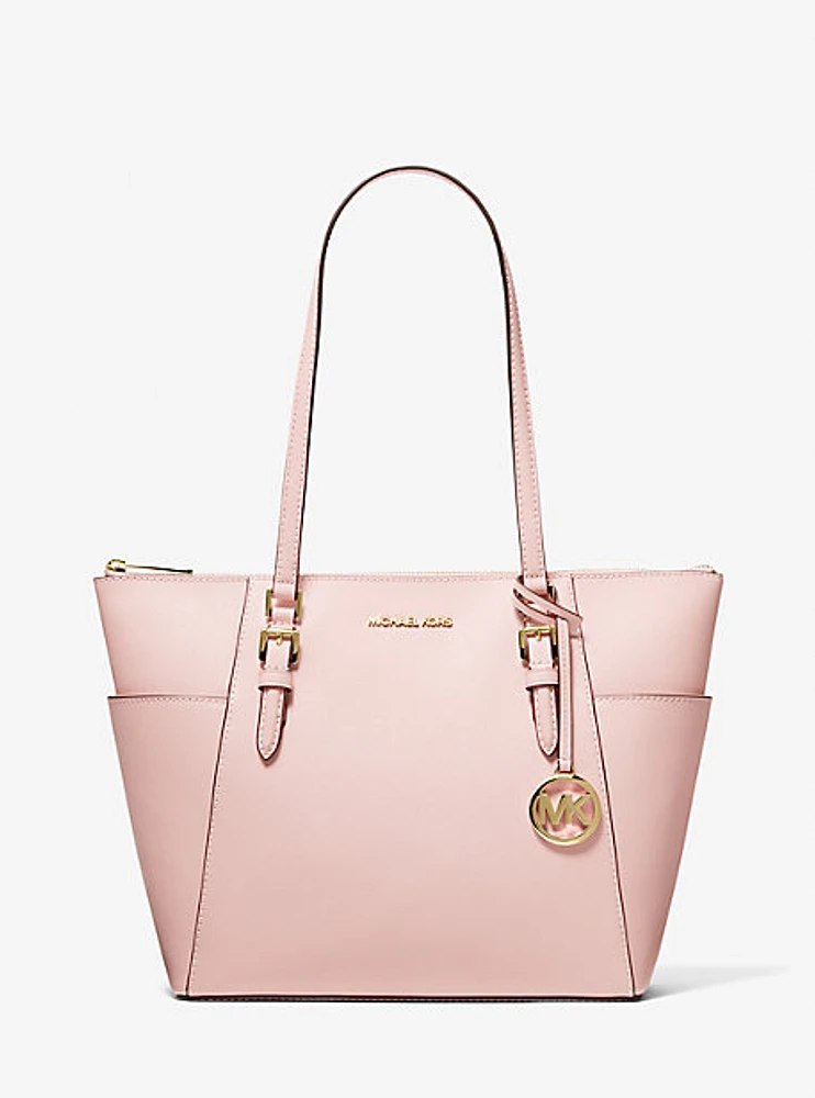 Charlotte Large Saffiano Leather Top-Zip Tote Bag