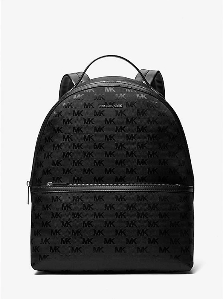 Sheila Large Woven Logo Nylon Backpack