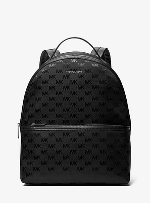 Sheila Large Woven Logo Nylon Backpack