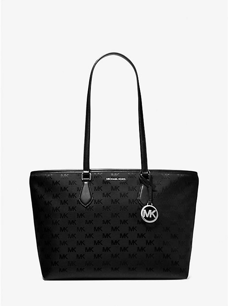 Sheila Large Woven Logo Nylon Tote Bag