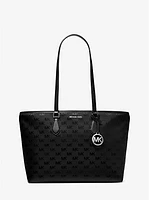 Sheila Large Woven Logo Nylon Tote Bag