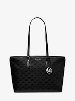 Sheila Large Woven Logo Nylon Tote Bag