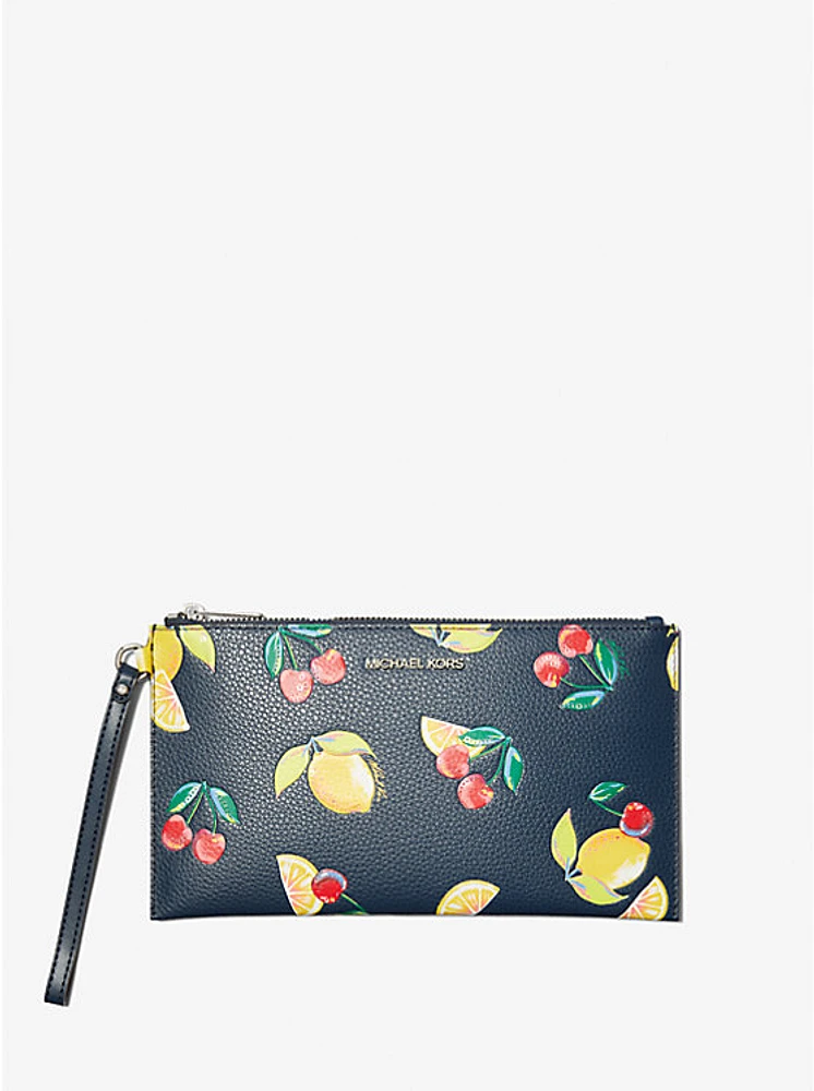 Jet Set Travel Large Sequined Fruit Print Wristlet