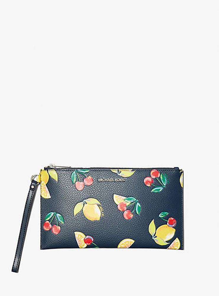 Jet Set Travel Large Sequined Fruit Print Wristlet