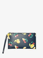 Jet Set Travel Large Sequined Fruit Print Wristlet