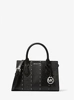 Sheila Small Studded Patchwork and Signature Logo Satchel