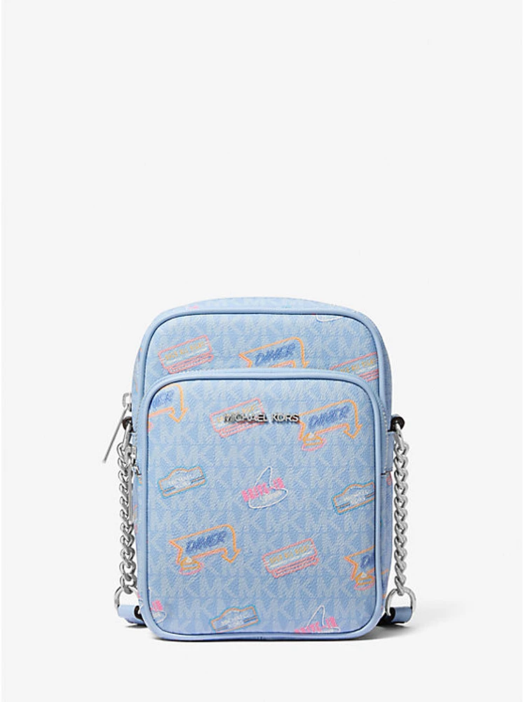 Jet Set Medium Printed Signature Logo Crossbody Bag