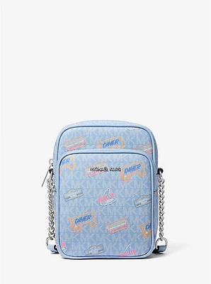 Jet Set Medium Printed Signature Logo Crossbody Bag