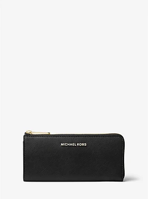 Jet Set Travel Large Saffiano Leather Quarter-Zip Wallet